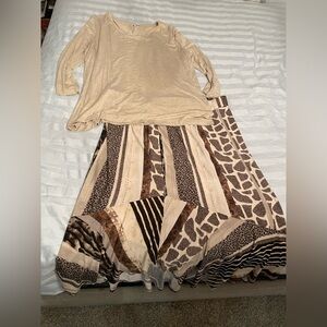 Women’s shirt and animal print skirt